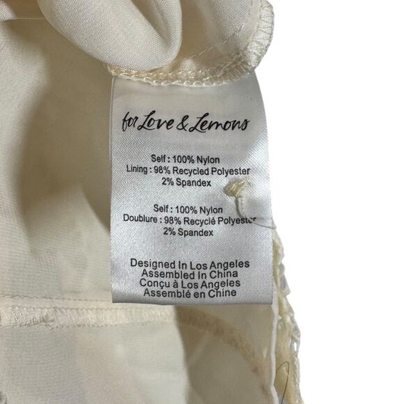 For Love & Lemons Belladonna Mini Dress Small Lace Rosette Long Sleeve Ruched - Picture 8 of 9